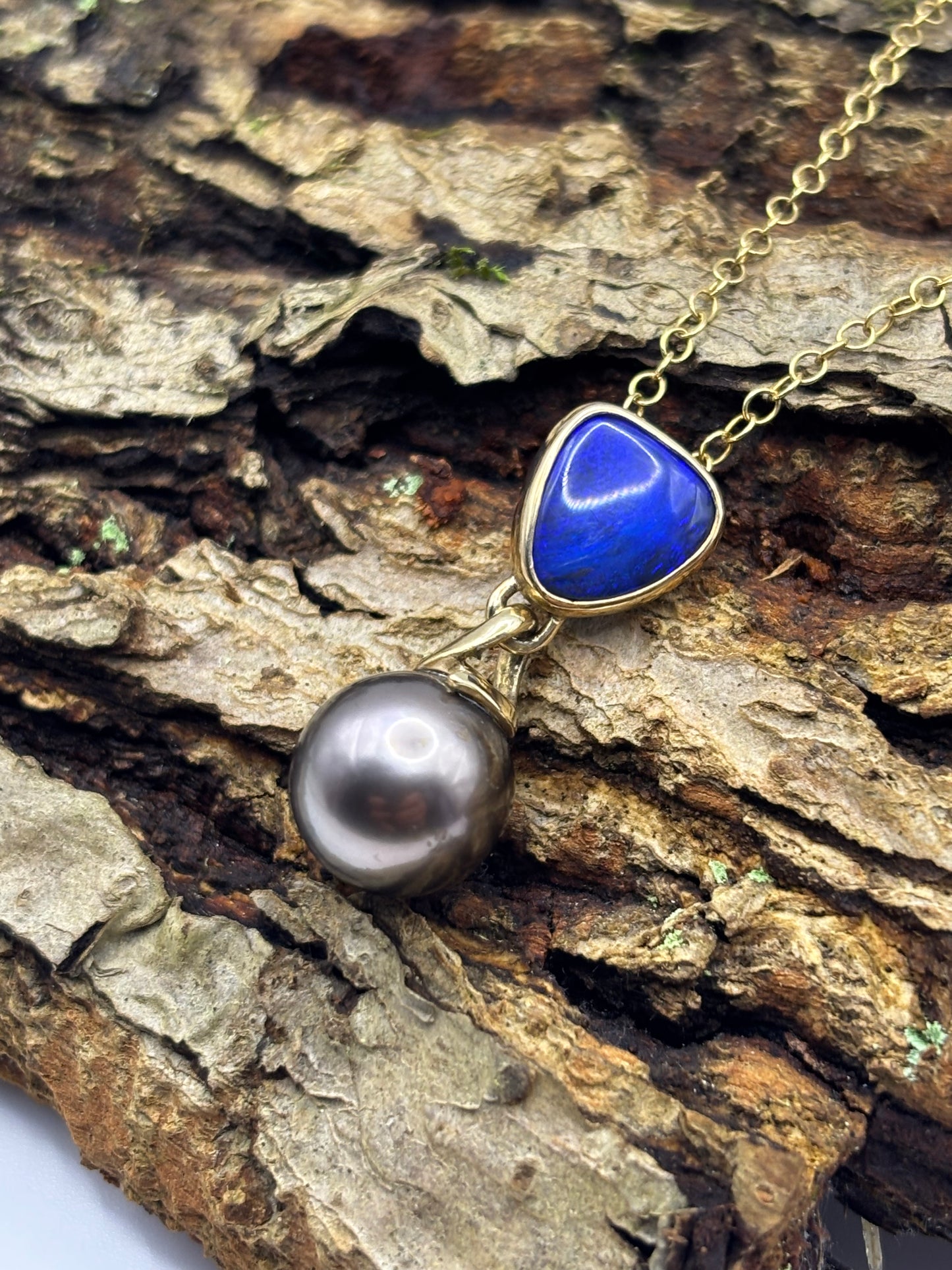 Black Opal & Tahitian Pearl Pendant