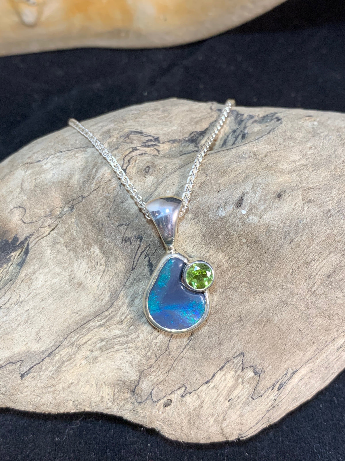 Black Opal and Citrene Pendant