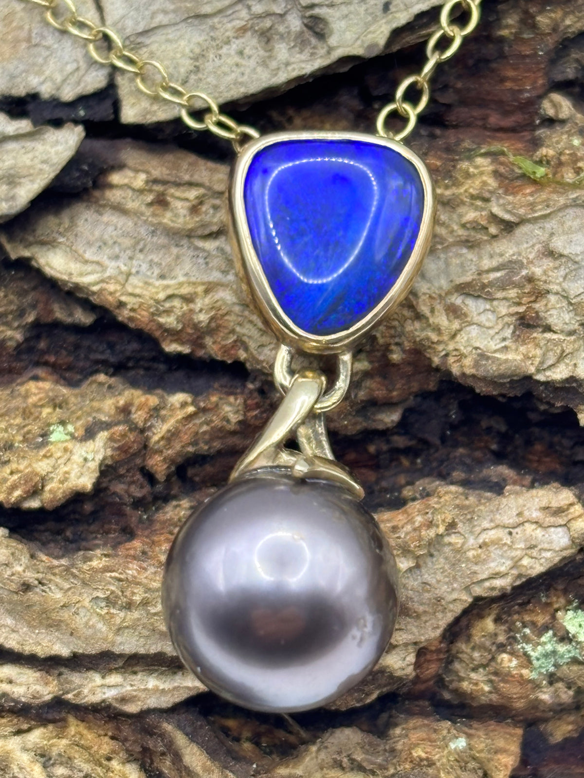 Black Opal & Tahitian Pearl Pendant
