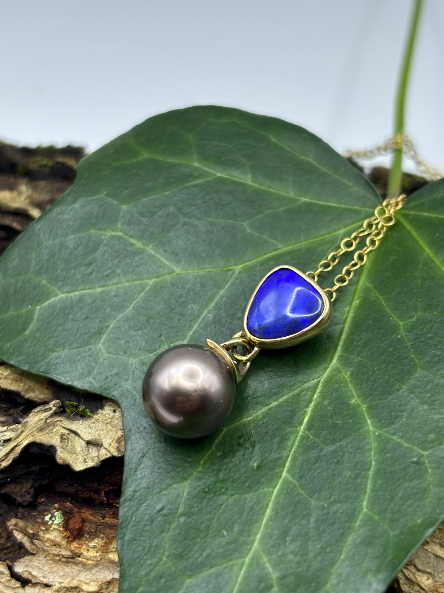 Black Opal & Tahitian Pearl Pendant