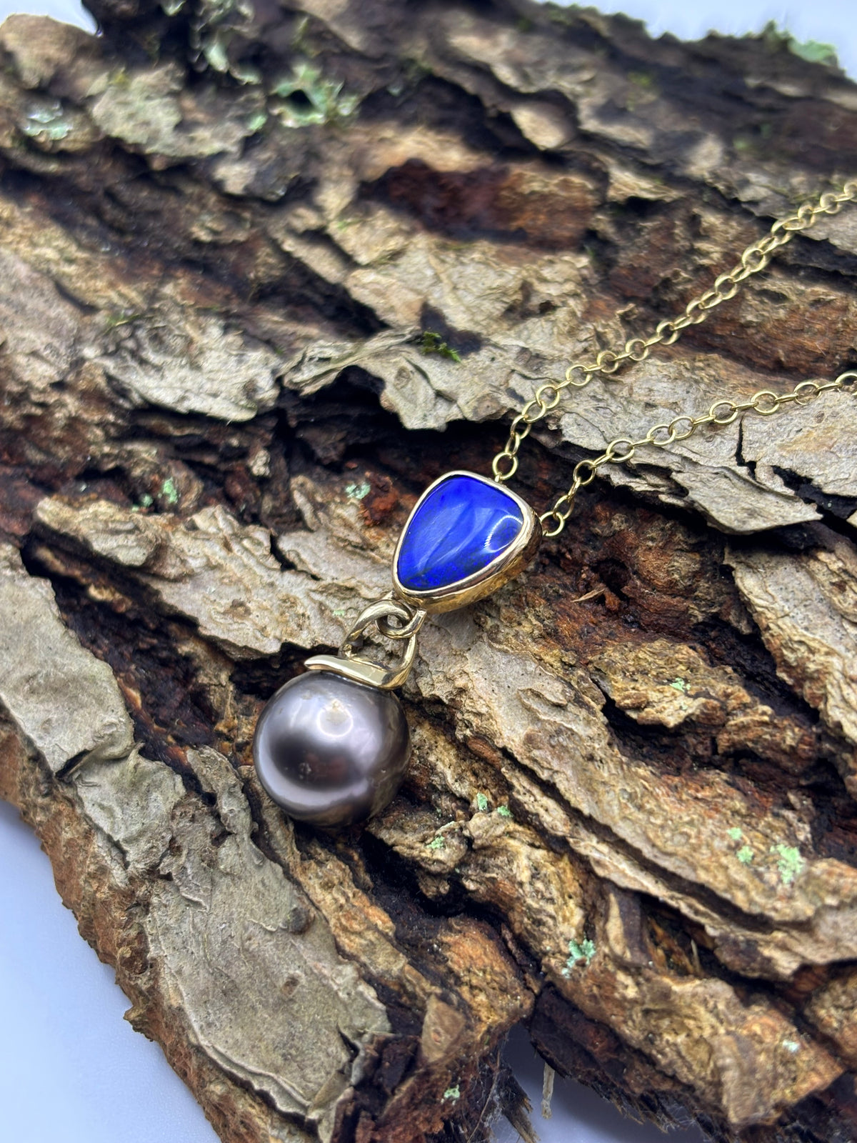 Black Opal & Tahitian Pearl Pendant