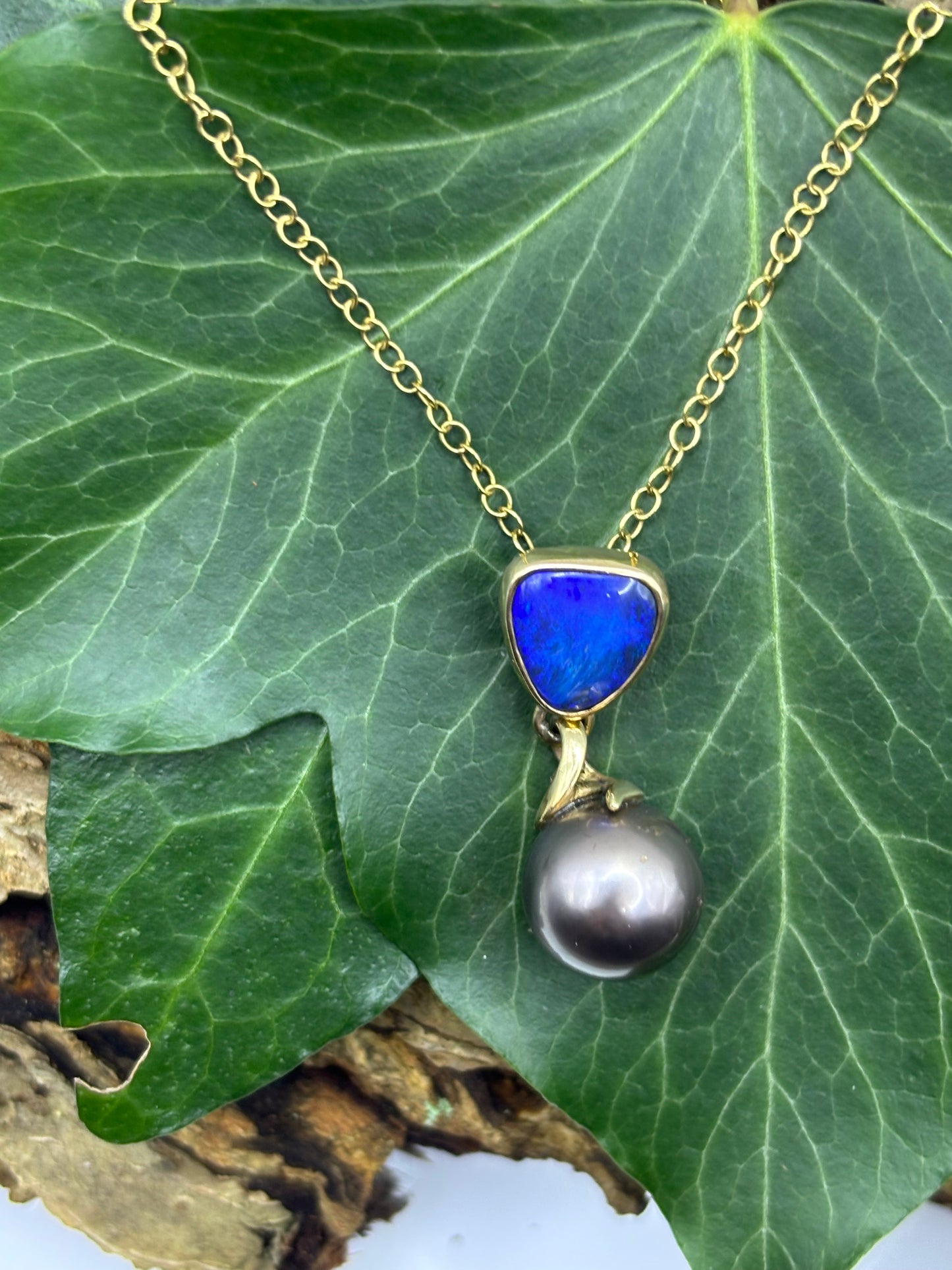 Black Opal & Tahitian Pearl Pendant