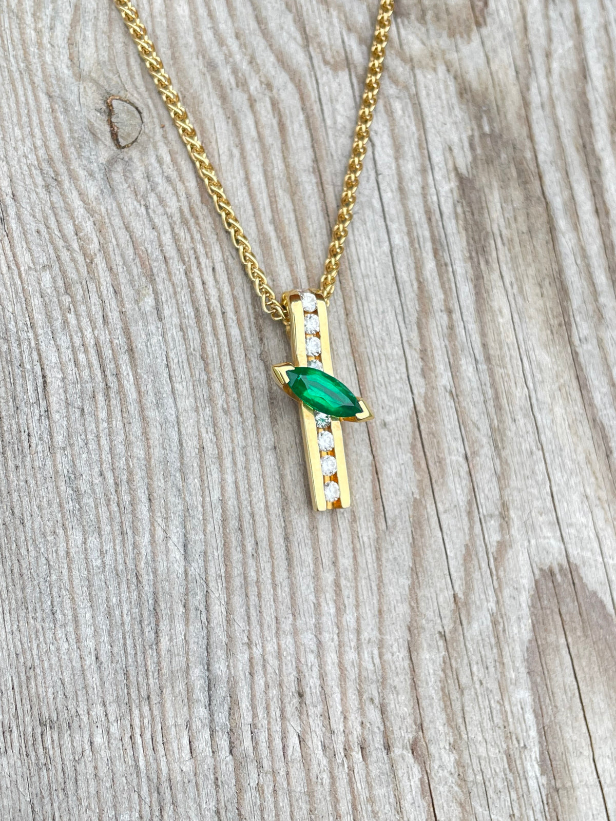 18K Emerald & Diamond Pendant