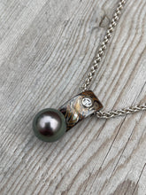 Load image into Gallery viewer, Tahitian Pearl, Diamond and Mokume Pendant
