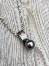 Load image into Gallery viewer, Tahitian Pearl, Diamond and Mokume Pendant
