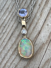 Load image into Gallery viewer, Tanzanite, Opal and Diamond Pendant
