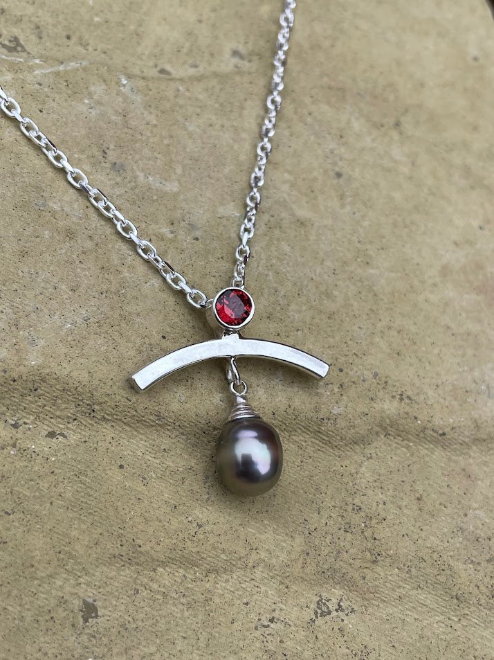 Garnet and Pearl Pendant