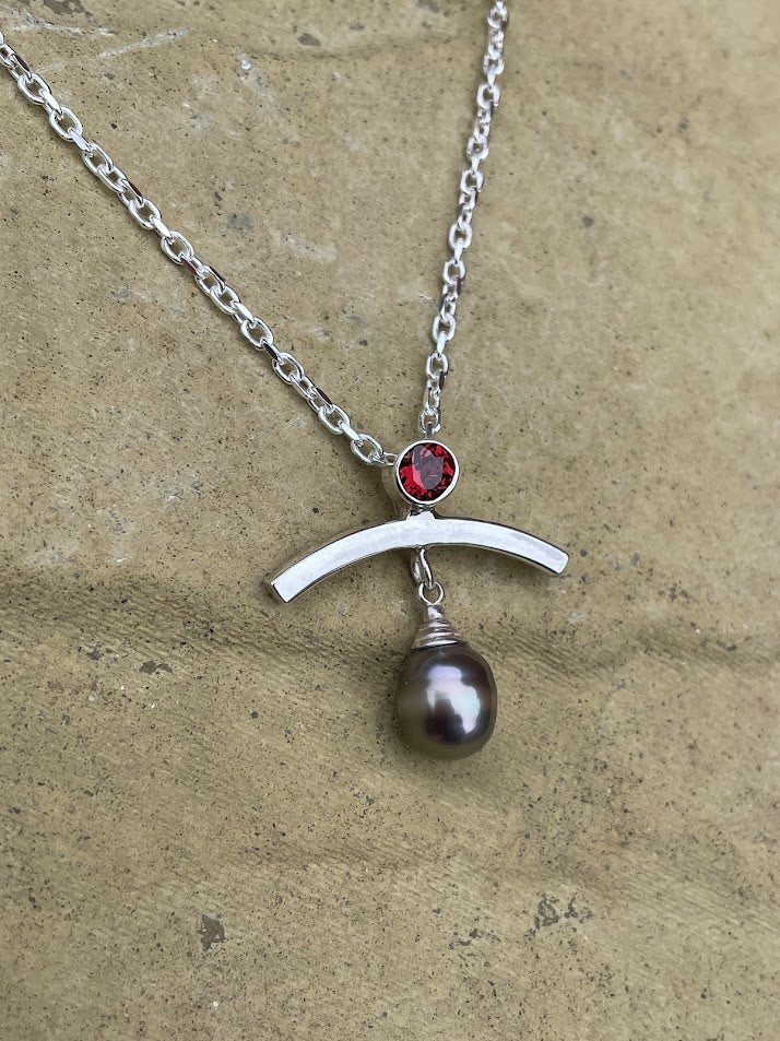 Garnet and Pearl Pendant