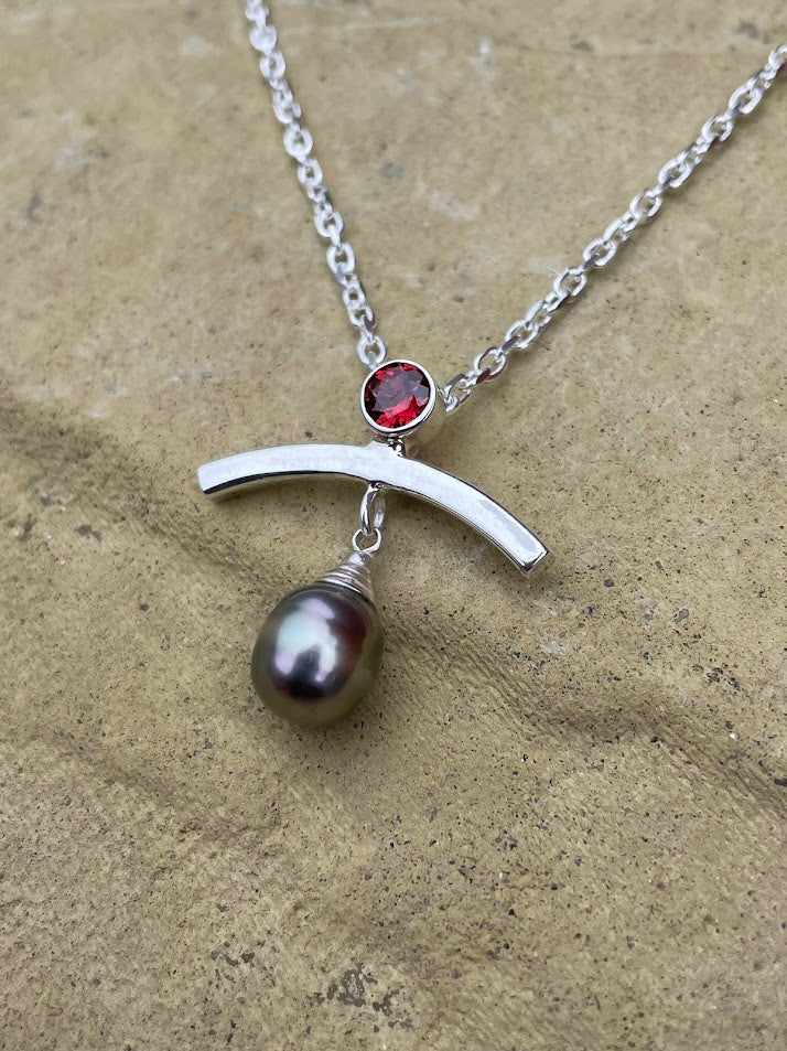 Garnet and Pearl Pendant