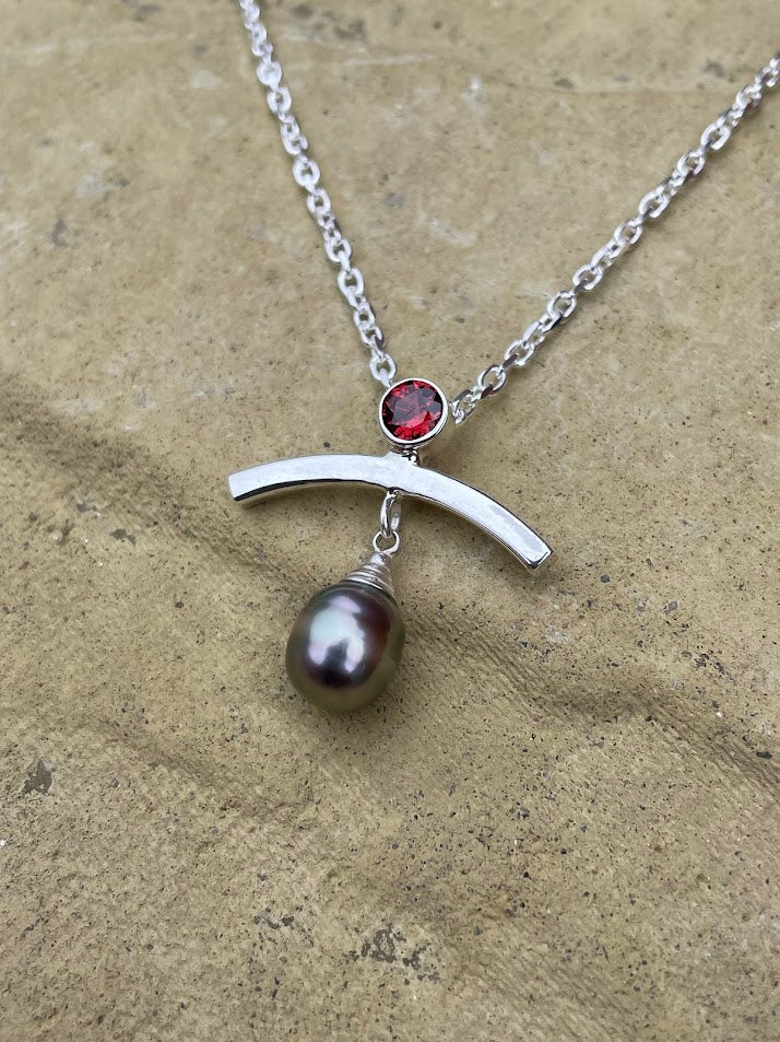 Garnet and Pearl Pendant