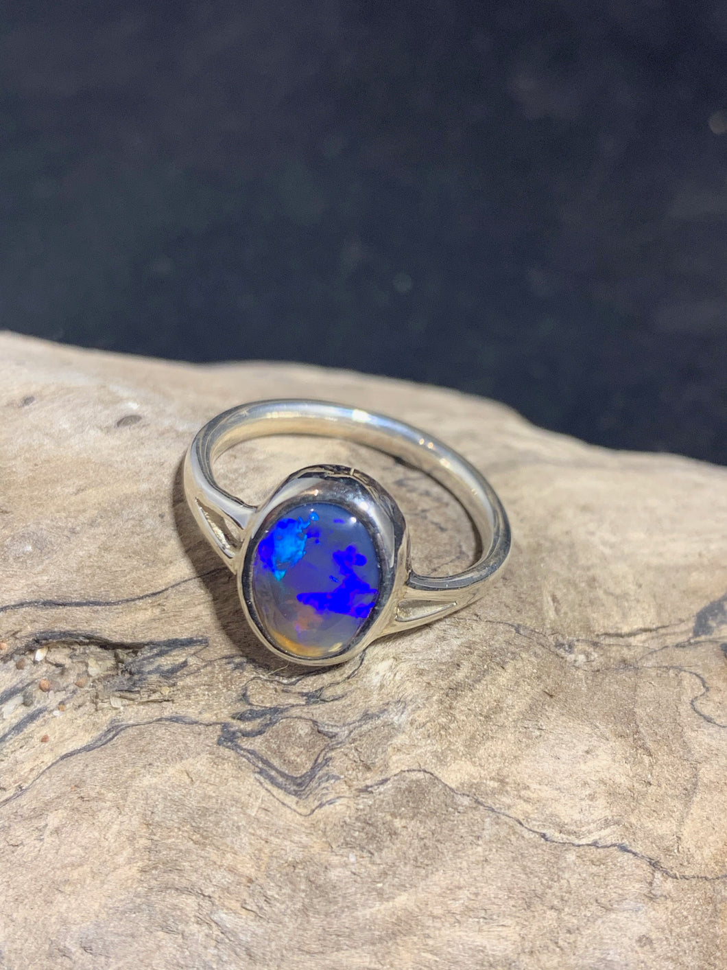 Crystal Opal Silver Ring