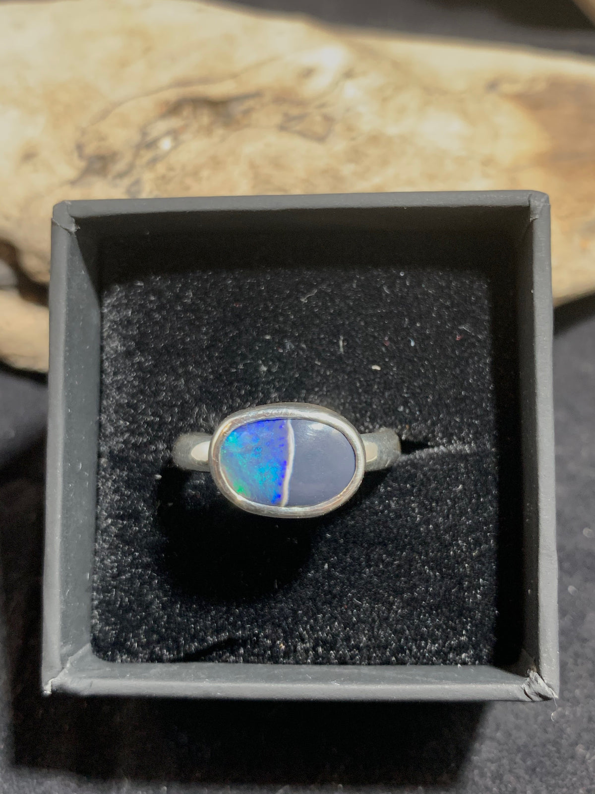 Sterling Silver Black Opal Ring