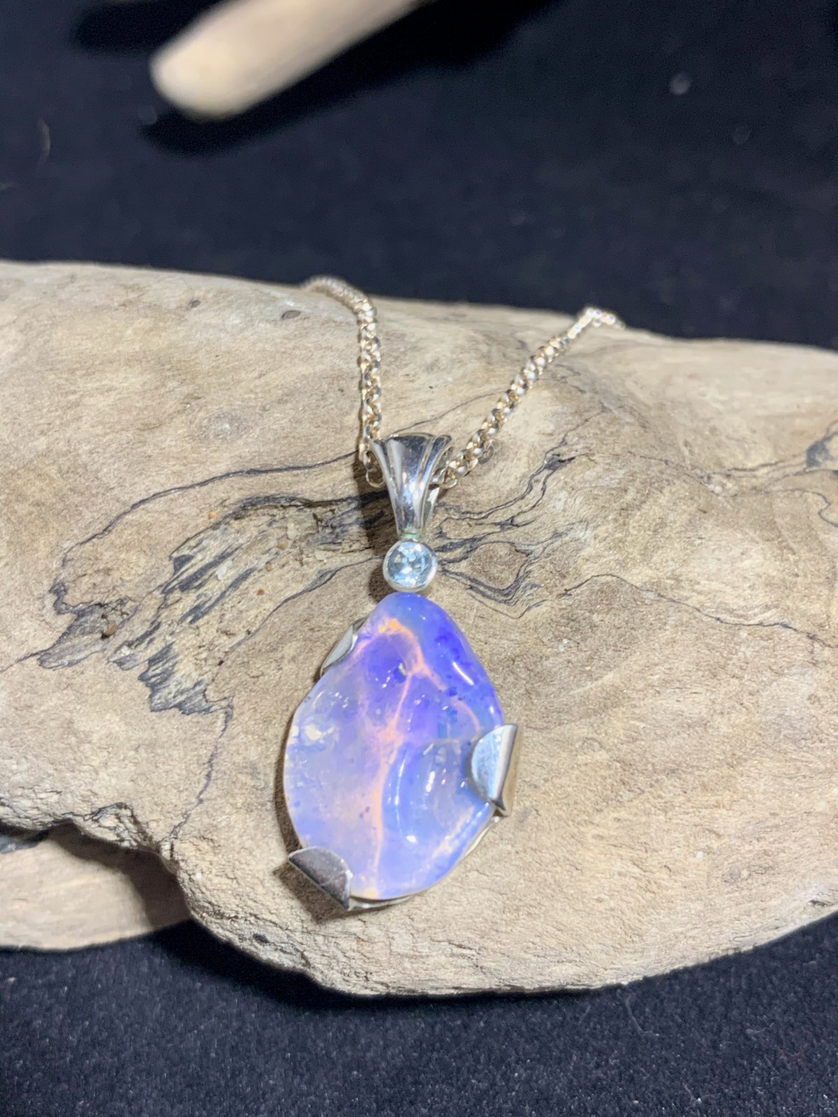 Freeform Lightning Ridge Opal Pendant