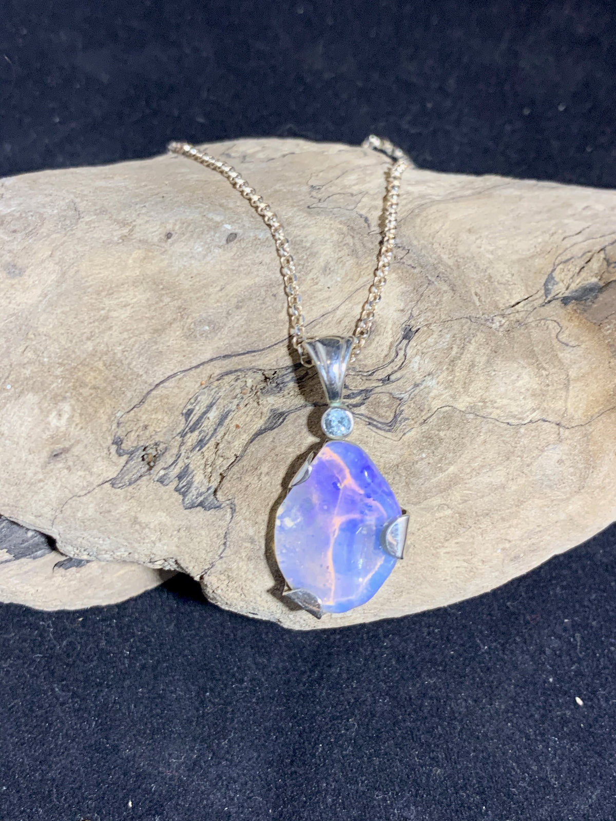 Freeform Lightning Ridge Opal Pendant