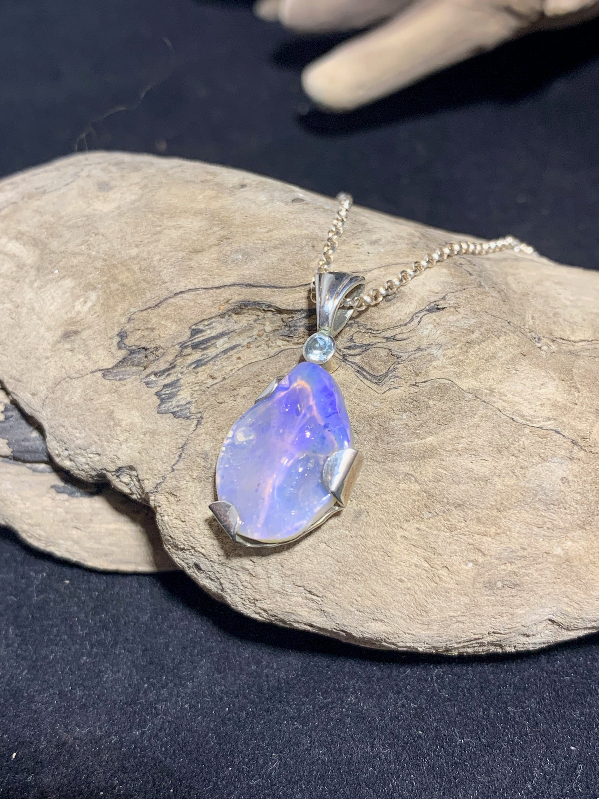 Freeform Lightning Ridge Opal Pendant
