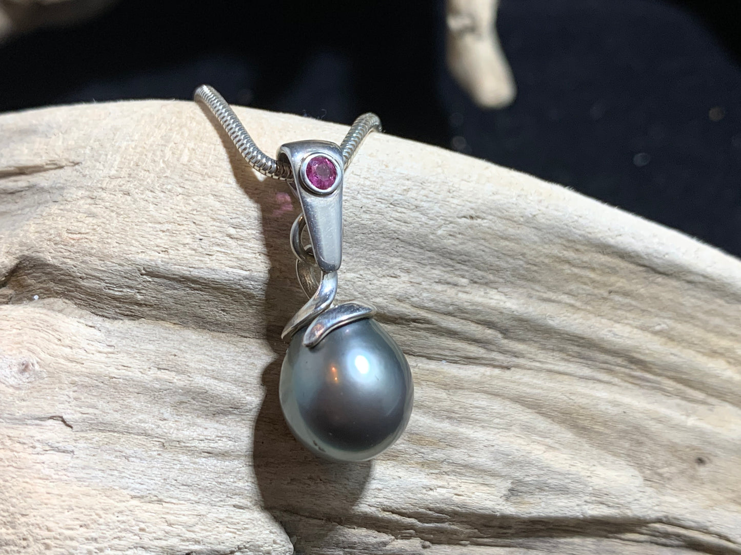 Tahitian Pearl and Ruby Pendant