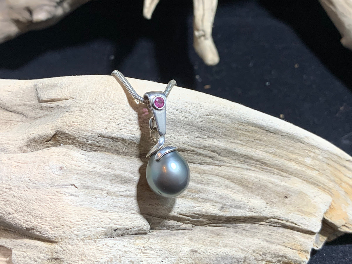 Tahitian Pearl and Ruby Pendant