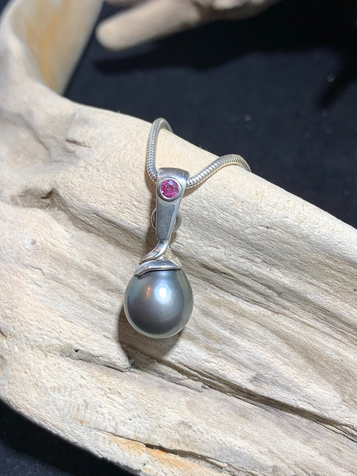 Tahitian Pearl and Ruby Pendant