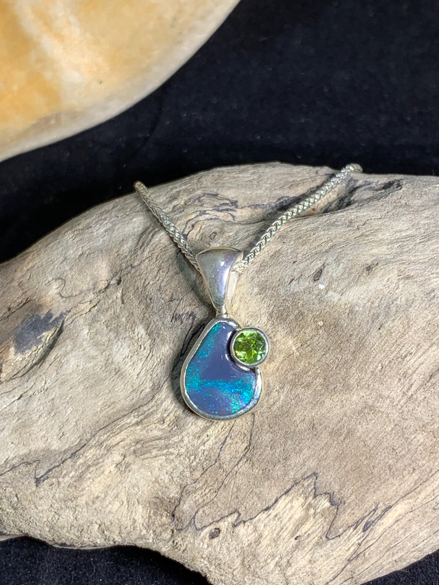 Black Opal and Citrene Pendant