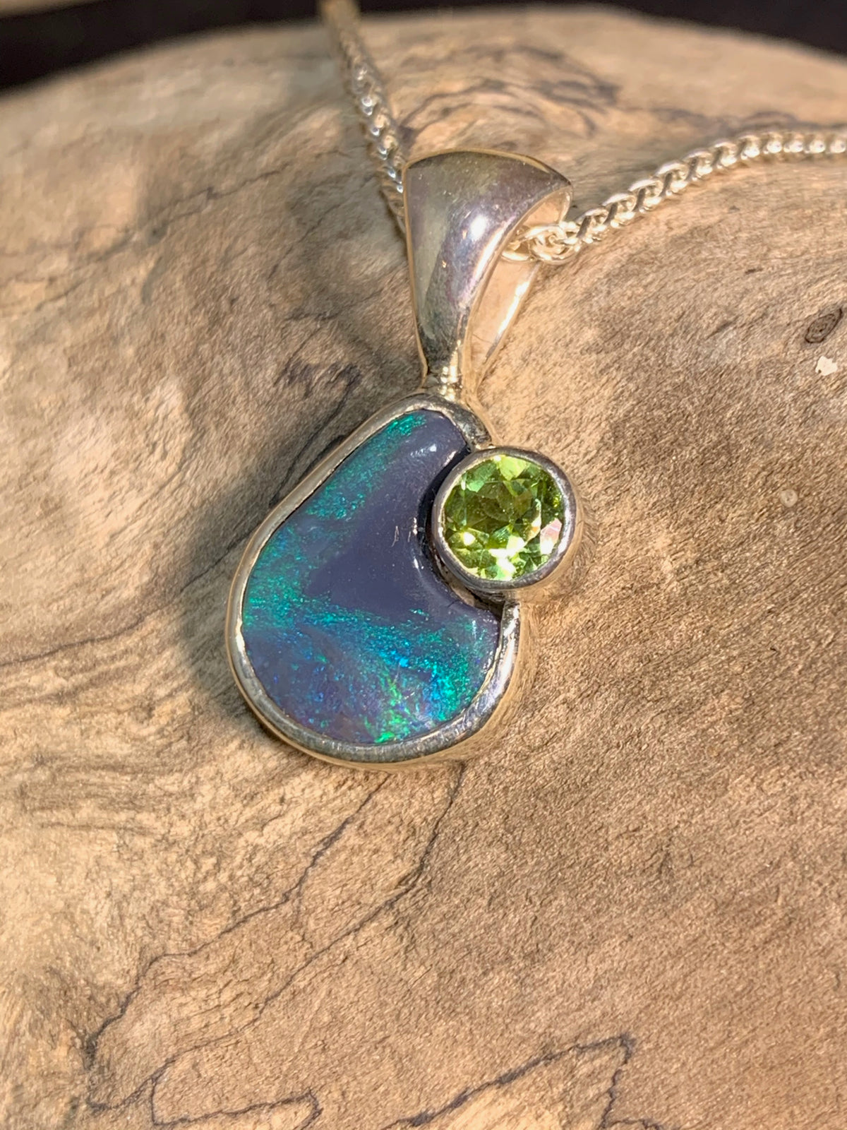 Black Opal and Citrene Pendant