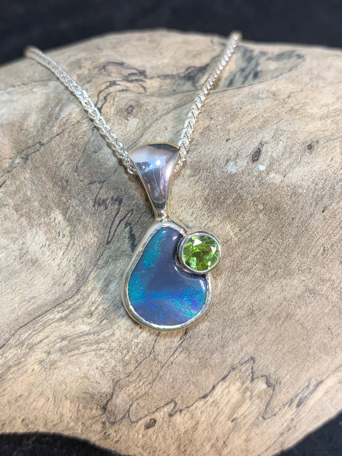 Black Opal and Citrene Pendant