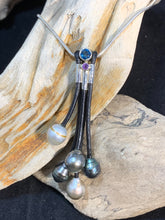 Load image into Gallery viewer, Tahitian Pearl,Leather and Silver Pendant
