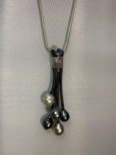 Load image into Gallery viewer, Tahitian Pearl,Leather and Silver Pendant
