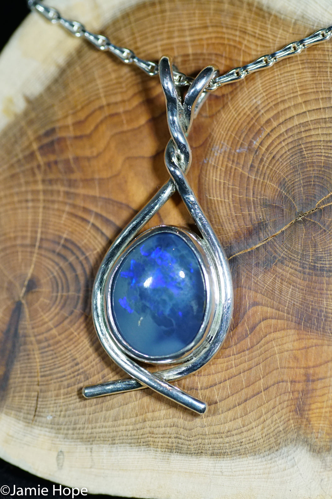 Sterling Silver Black Opal Pendant